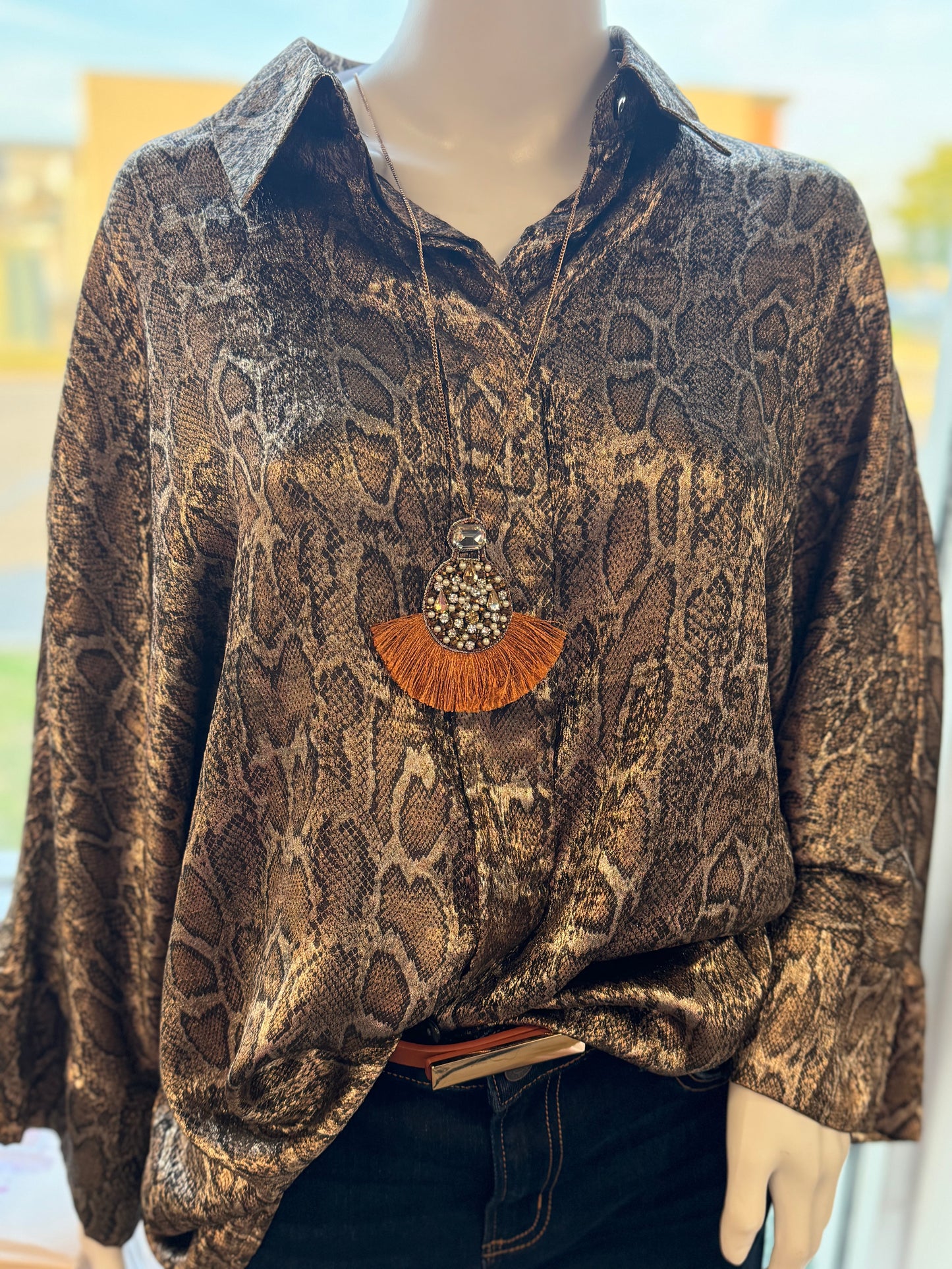 CALLIE ANIMAL PRINT OVERSIZED BLOUSE