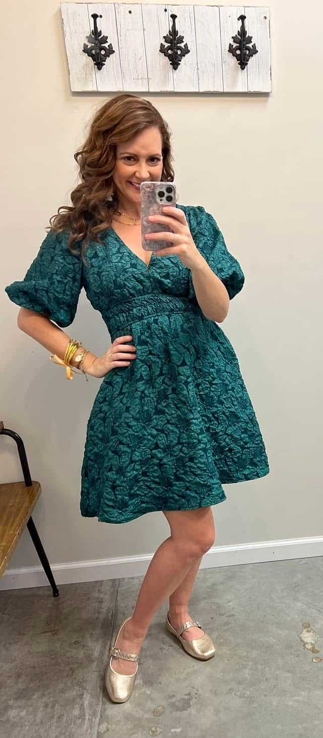 Jacquard Floral Holiday Dress