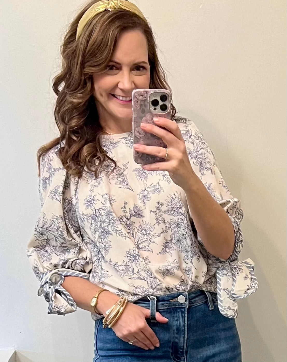 Floral Tie Sleeve Top