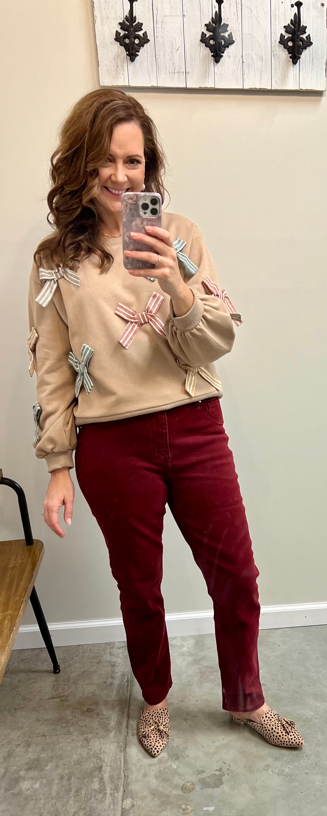 Mariah High Rise burgundy straight Leg Jeans