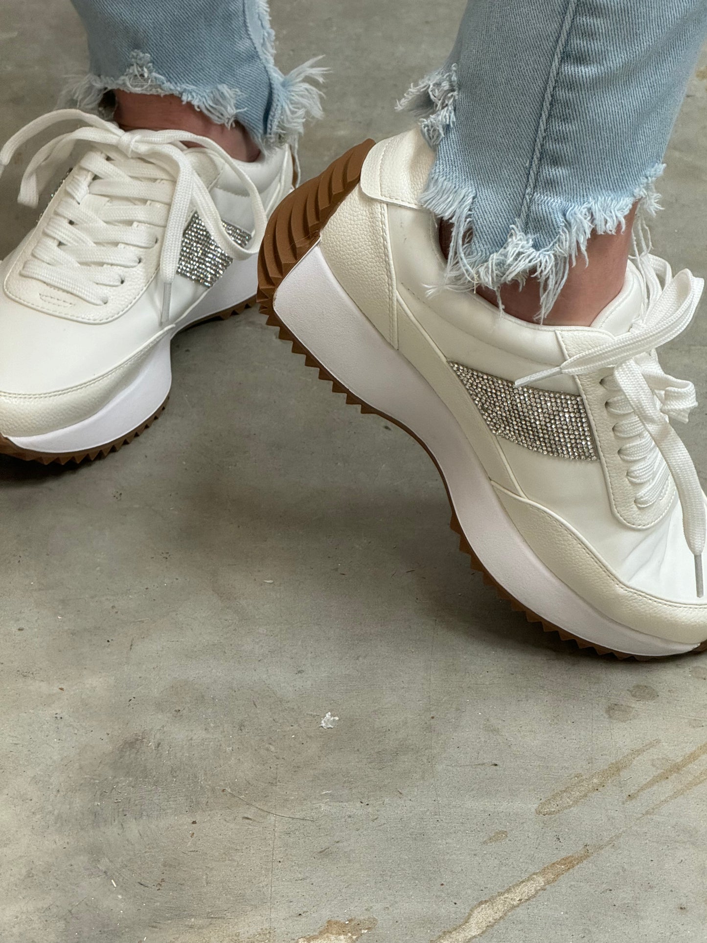 White Sneakers with Bling