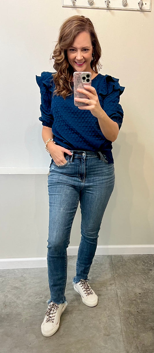 Skinny Jean with Shark Bite Hem